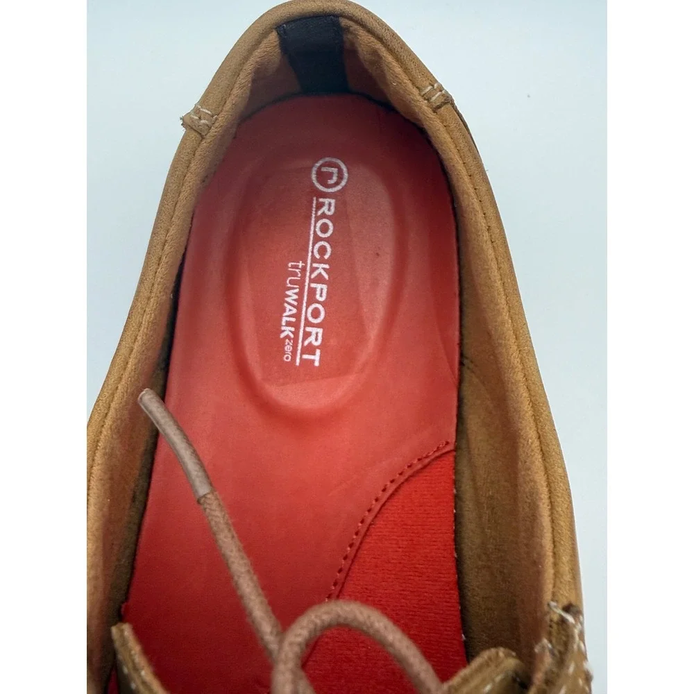 Rockport truWALK zero Mens Tan Leather Wingtip Oxford Dress Shoes V73663 Size 10